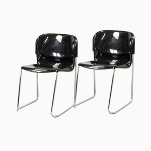 Mid-Century German Black Stacking Chairs by Gerd Lange for Drabert, 1980s, Set of 5