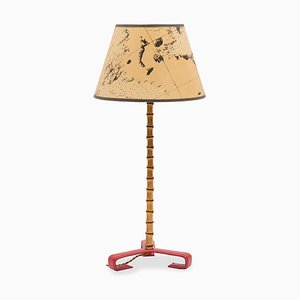 Lampe de Bureau Stitch en Cuir dans le Style de Jacques Adnet, 1960s en  vente sur Pamono