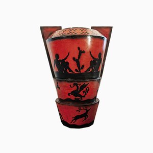 Italienische Art Deco Vase Lenci Ceramiche, 1930er