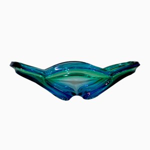 Cuenco de cristal de Murano verde y azul