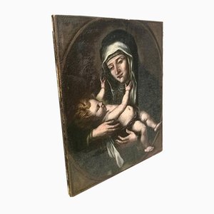 Heiliger mit Kind, 17. Jh., Öl auf Leinwand