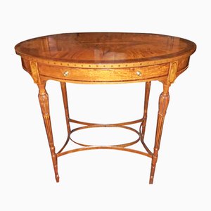 Antique English Oval Inlaid Coffee Table