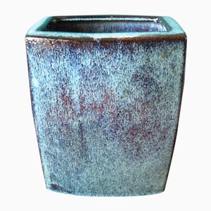 Große Blaue Dänische Steingut Vase von Stogo, 1960er