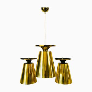 Polished Brass Pendant Lamps Attributed to Paavo Tynell, 1950s, Set of 3