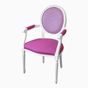 Weißer Stuhl aus Buchenholz mit Designers Guild Bezug von Photolui