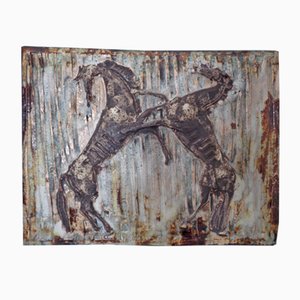 Large Horses Studio Ceramic Wall Relief, 1960s