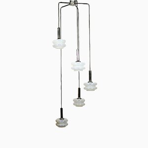 Mid-Century Opaline Glass 5-Light Cascade Ceiling Lamp