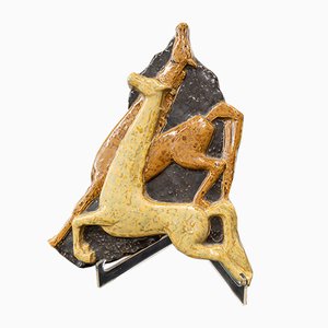 Französisches Relief aus Keramik mit 2 Pferden, 1960er