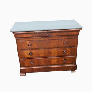 Antique Empire Style Mahogany Chest of Drawers with Painted Top, 1900s