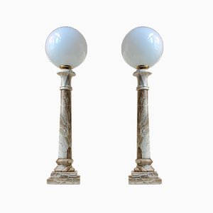 Italienische Marmor Säulen Tischlampen von Onyx Art, 1970er, 2er Set