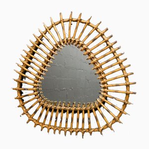 Vintage Italian Triangular Bamboo Mirror, 1960s