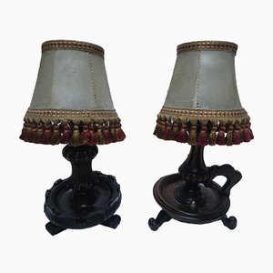 Wooden Table Lamps, 1940s, Set of 2