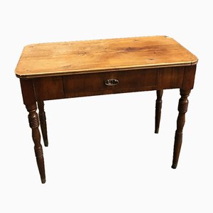 Antique Rounded Side Table with Drawer, 1790s