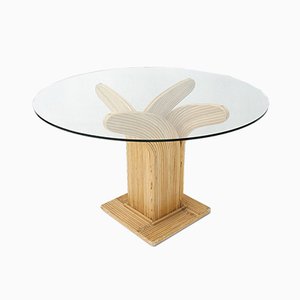 Table de Salle à Manger Rattan par Maurizio Mariani et Giusto Purini pour Vivai del Sud, 1980s