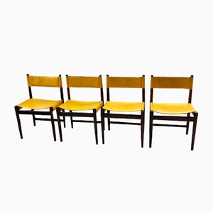 Rosewood and Leather Dining Chairs by Arne Vodder for Sibast, 1950s, Set of 4