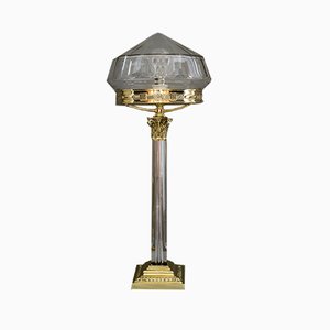 Large Jugendstil Austrian Cut Glass Table Lamp, 1900s