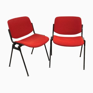 Italian Red Model DSC 106 Desk Chairs by Giancarlo Piretti for Castelli / Anonima Castelli, 1988, Set of 2