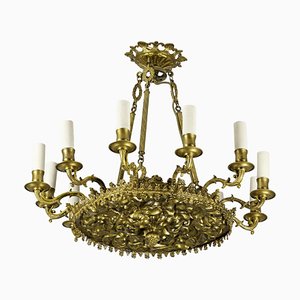 Restoration Style Chandelier in Gilt Metal and Bronze, 1880s