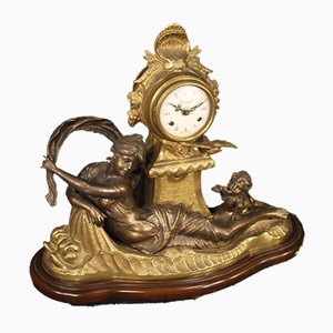 French Gilded and Bronze Clock, 1930s