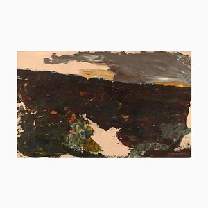 Swedish Oil on Canvas Modernist Landscape by John Thorgren, 1963