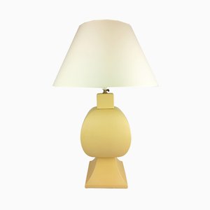 Large Pastel Yellow Ceramic & Earthenware Table Lamp from Faïencerie Charolles, 1980s