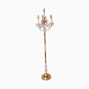 Vintage Gold-Plated and Crystal Floor Lamp