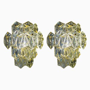 Vergoldete Regency Wandlampen mit Facettierten Kristallglas Prismen von Kinkeldey, 2er Set
