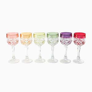 Mid-Century Hand Blown Crystal Wine Glasses from Hofbauer, Set of 6