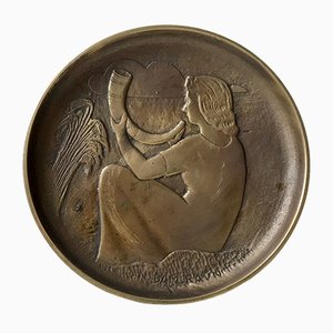 Bol Art Déco en Bronze par N. Dam Ravn pour Nordisk Malm, 1930s