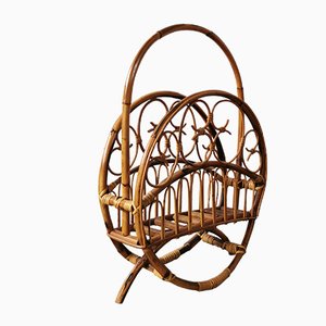 Mid-Century Rattan Magazine Rack, 1960s