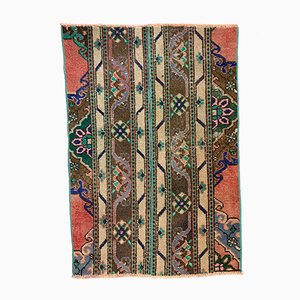 Petit Tapis Runner Vintage Peint en Vert et Marron, Turquie, 1960s