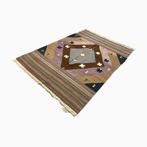 Tappeto Kilim vintage grande marrone, beige e viola, Turchia, anni '60