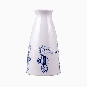 Vase mit Seepferdchen Dekoration von VEB Porzellanmanufaktur Wagner & Apel, 1970er