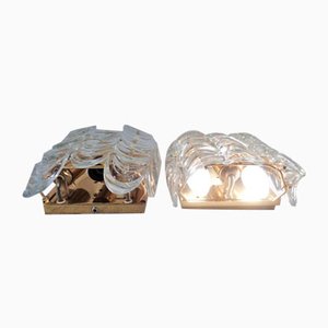 Gilded Brass and Crystal Glass Sconces by Ernst Palme for Palwa, 1960s, Set of 2