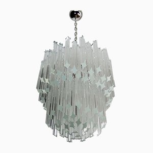 Lámpara de techo modelo Quadriedri Elena grande de cristal de Murano en forma de Venini, años 80