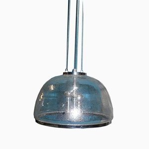 Vintage Chrome and Glass Dome Ceiling Lamp from Hustadt Leuchten, 1970s