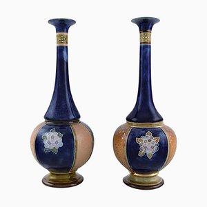 Art Nouveau Narrow-Necked Vases from Royal Doulton, England, Set of 2