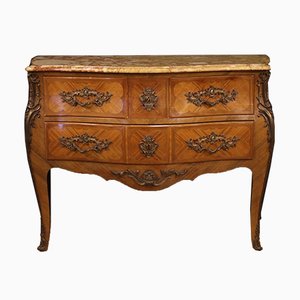 French Louis XV Inlaid Dresser with Marble Top, 1960s