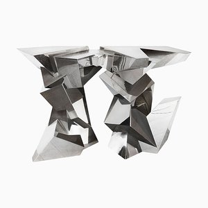 Silver-Plated and Nickel-Plated Brass Console Table by Juan & Paloma Garrido for Damian Garrido, 2010s