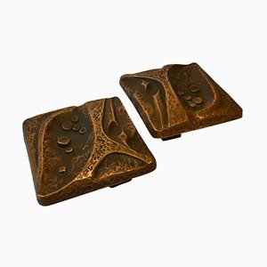 Maniglie quadrate in bronzo per porte doppie, set di 2