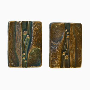 Rechteckige Bronze Türgriffe für Doppeltüren mit Naturrelief Design, 2er Set