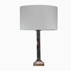 Mid-Century Column Lamp in Silver-Plated Metal