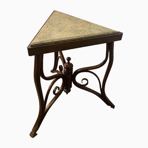 Petite Table Basse d'Angle Antique avec Plateau en Marbre par Michael Thonet pour Gebrüder Thonet Vienna GmbH