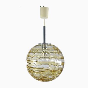 Mid-Century Amber & Clear Glass Ball Pendant Lamp from Doria Leuchten, 1960s