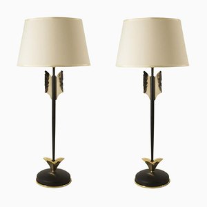 Mid-Century Arrow-Shaped Base Table Lamps, 1970s, Set of 2