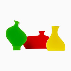 Vintage Colorful Stylized Acrylic Glass Vases from Villeroy & Boch, Set of 3