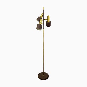 Mid-Century Modern Adjustable Floor Lamp in Brass and Brown from Raak