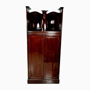 Antique Mahogany Corner Cabinet with Inlaid Intarsia