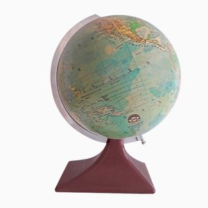 German Art Deco Brown Lacquered Aluminium Globe from JRO-Verlag, 1930s