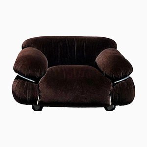 Sillón era espacial de terciopelo de alpaca de Gianfranco Frattini para Cassina, 1972